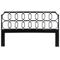 Vintage King Black Lacquered Bamboo Headboard