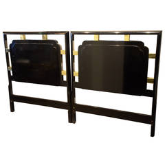 Pair of Hollywood Regency Twin Gold and Black Headboards 8