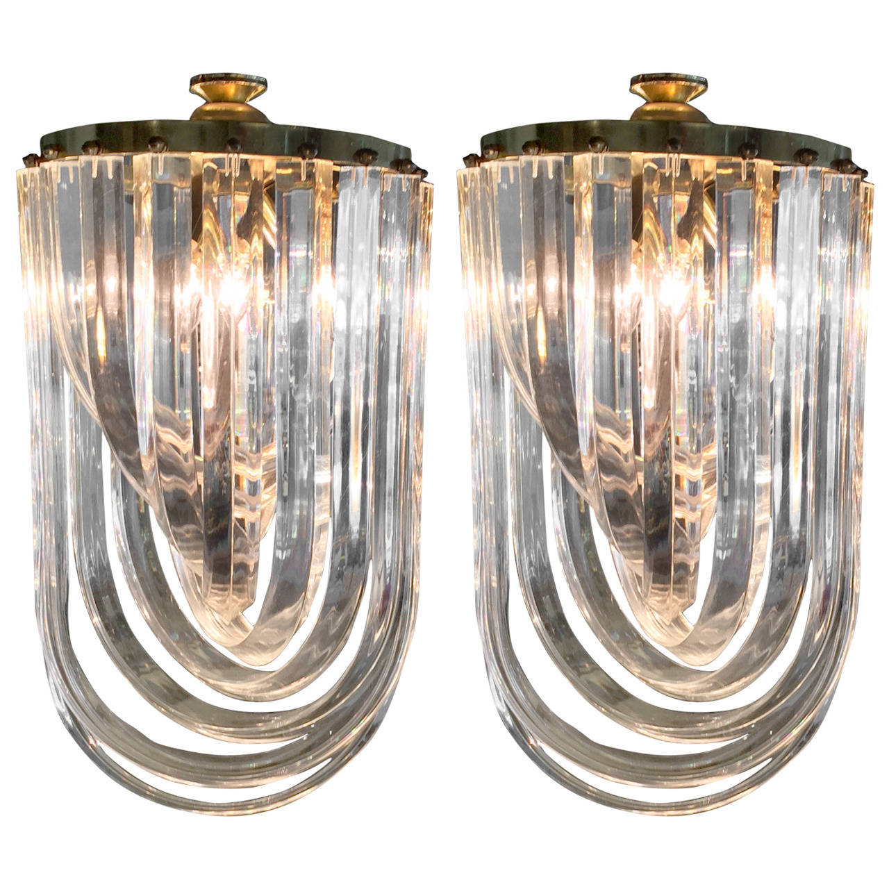 Medium Lucite Ribbon Chandelier, (Three Available) at 1stDibs