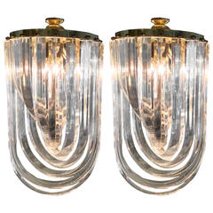 Retro Medium Lucite Ribbon Chandelier, (Three Available)