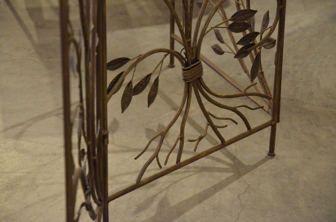 Mid-Century Modern Brass Leaf Relief Screen
