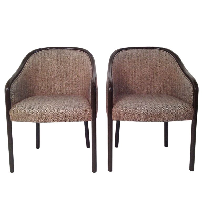Mid Century Modern Pr Of Ward Bennett Armchairs Newly Lacquered In Dark Brown Mid Century Modern Pr Of Ward Bennett Armchairs Newly Lacquered In Dark Brown For