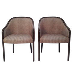 Pair of Ward Bennett Armchairs Newly Lacquered in Chocolate Brown 12