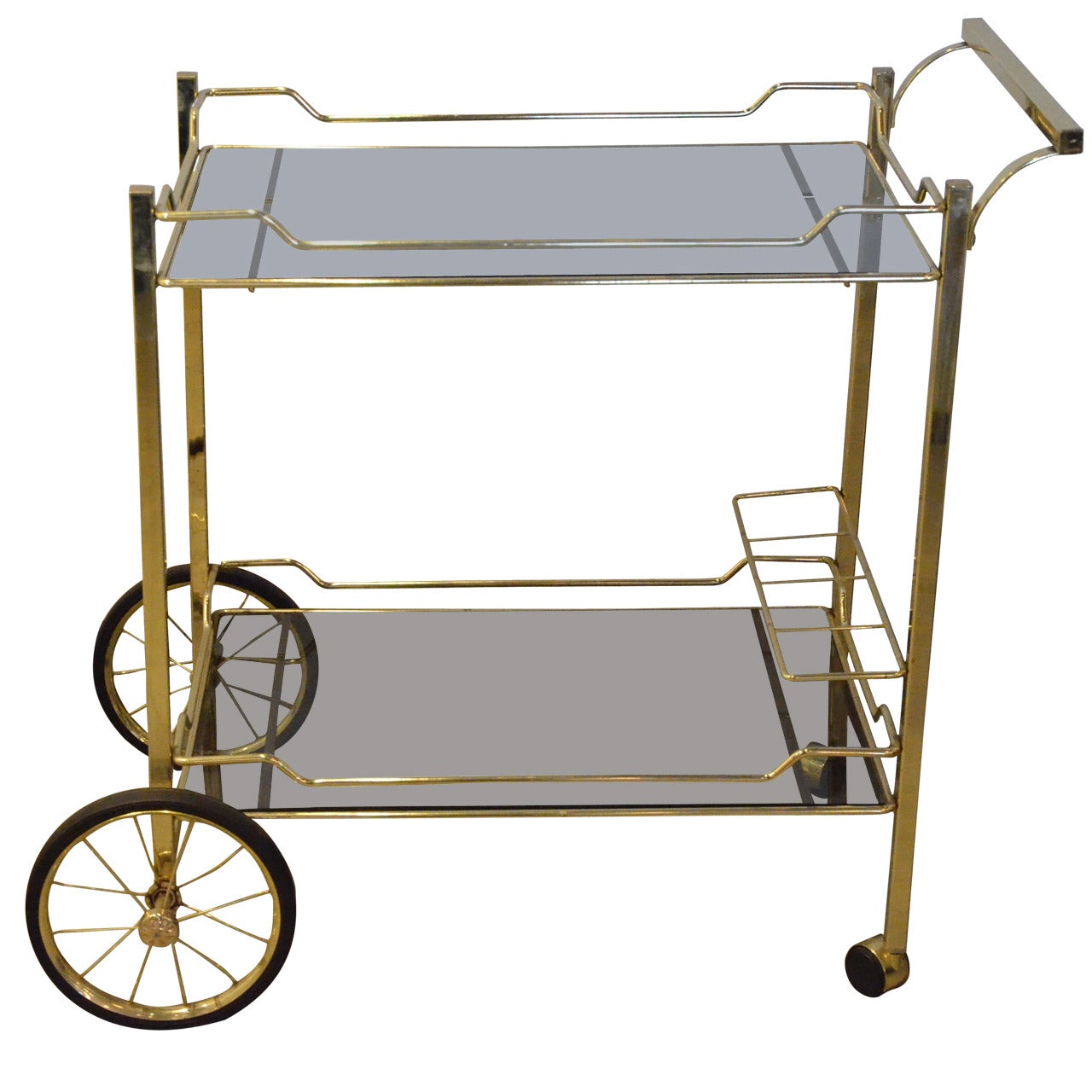 Brass with Smoke Glass Bar Cart