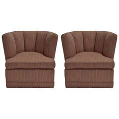 Pair of Channel Back Slipper Swivel Chairs in the Style of Billy Haines 7