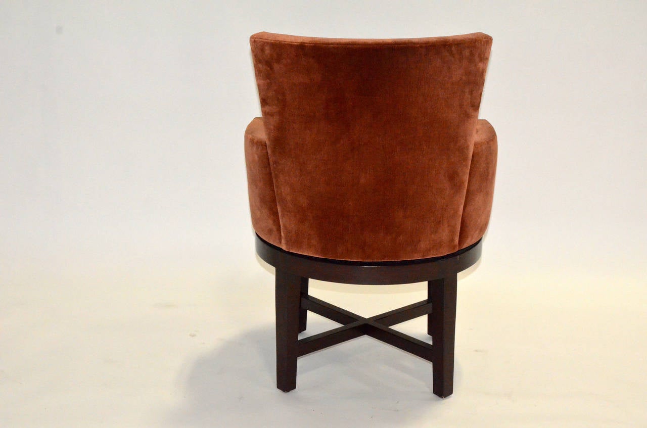 American Pair of A. Rudin Swivel Armchairs