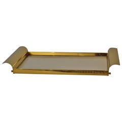 Manner of Tommi Parzinger Brass and Glass Tray