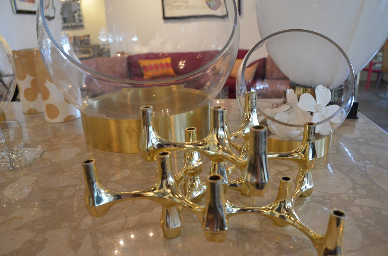 20th Century Mid-Century Modern Fritz Nagel Style Modular Brass Stacking Candleholders