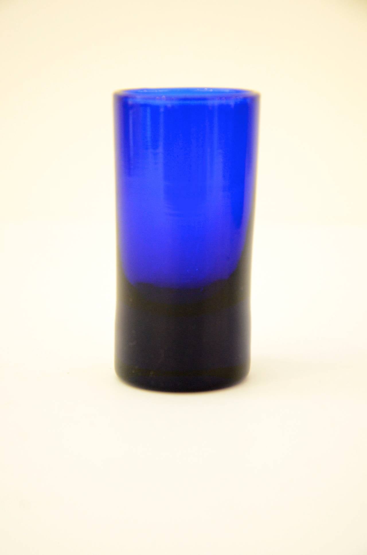 Modern French Cobalt Blue Set of Eight Shot Glasses