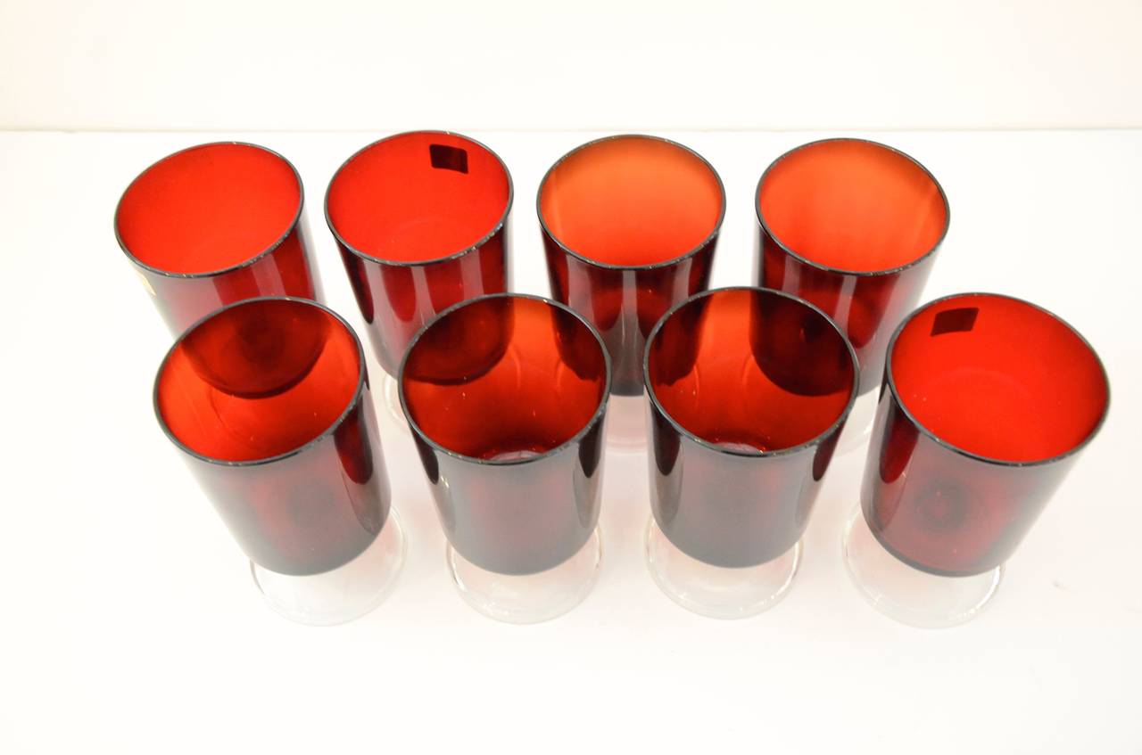 Vintage Set of 13 French Water Goblets in Ruby Red at 1stDibs ruby