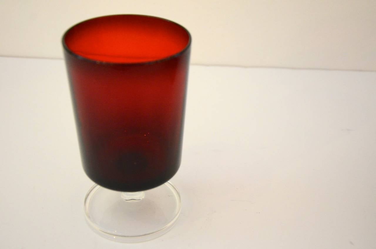 Vintage Set of 13 French Water Goblets in Ruby Red at 1stDibs ruby