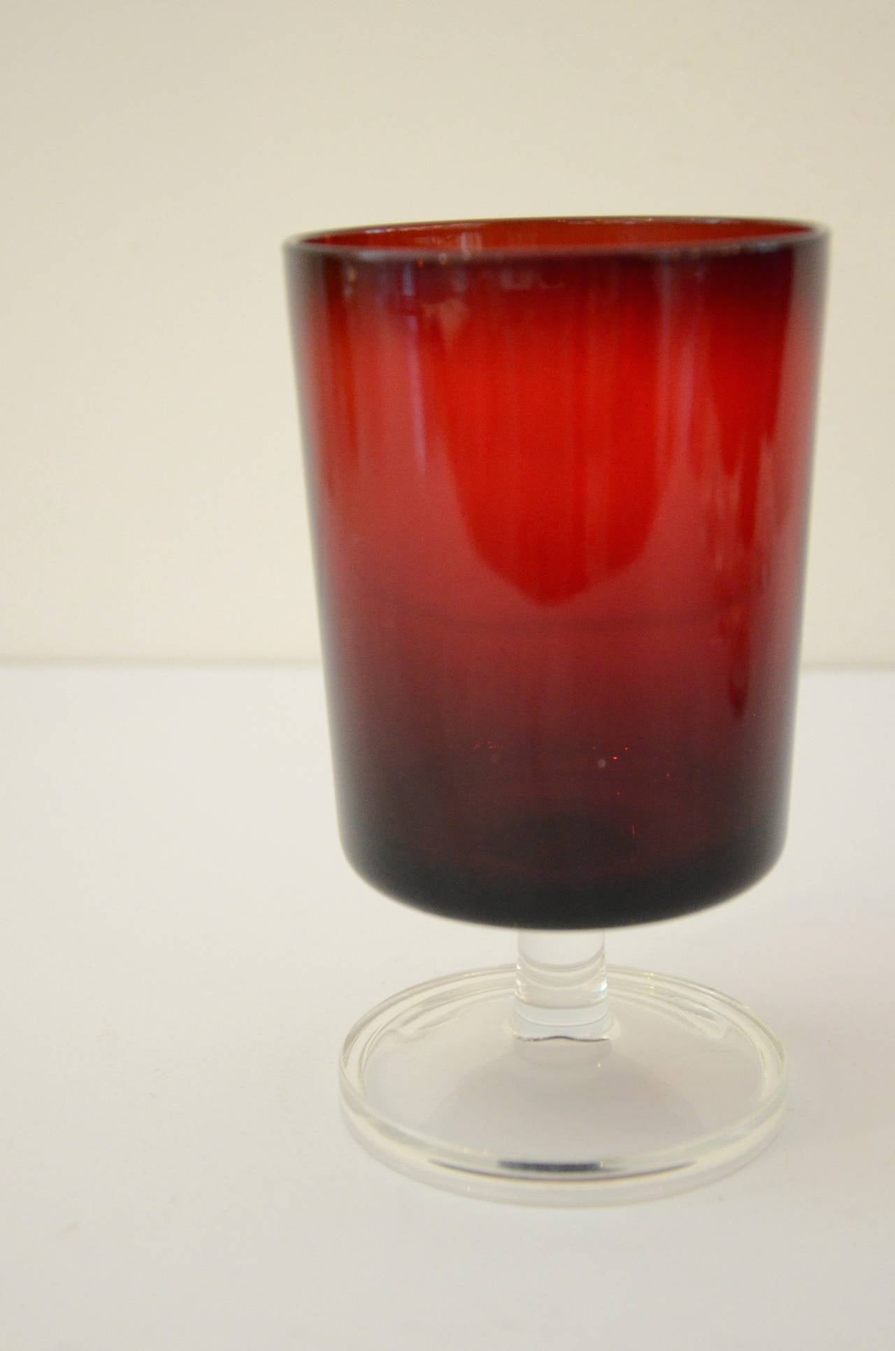 Vintage Set of 13 French Water Goblets in Ruby Red at 1stDibs ruby