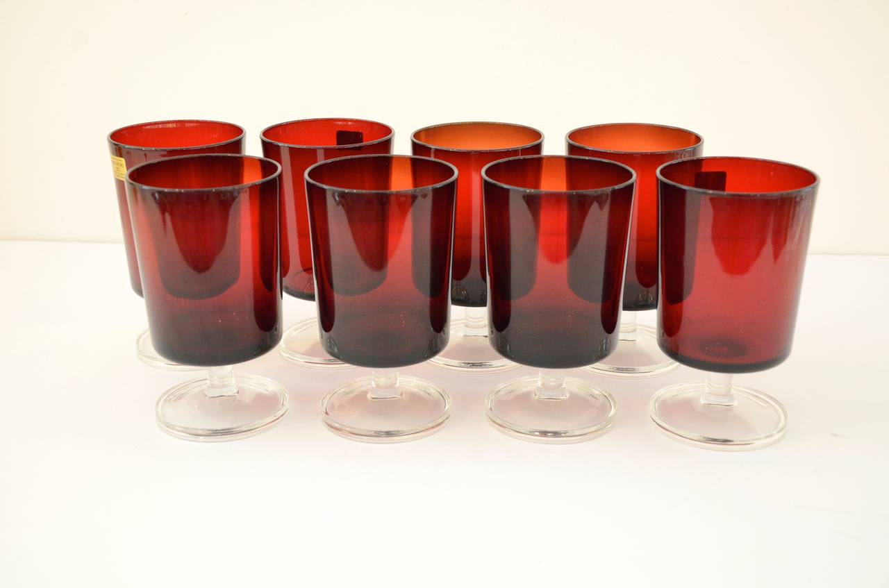 Vintage Set of 13 French Water Goblets in Ruby Red at 1stDibs ruby