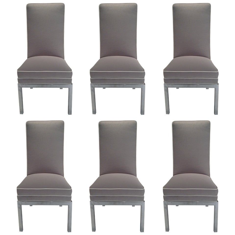 6 Mid Century Modern Milo Baughman Design Institute America Chrome Dining Chairs