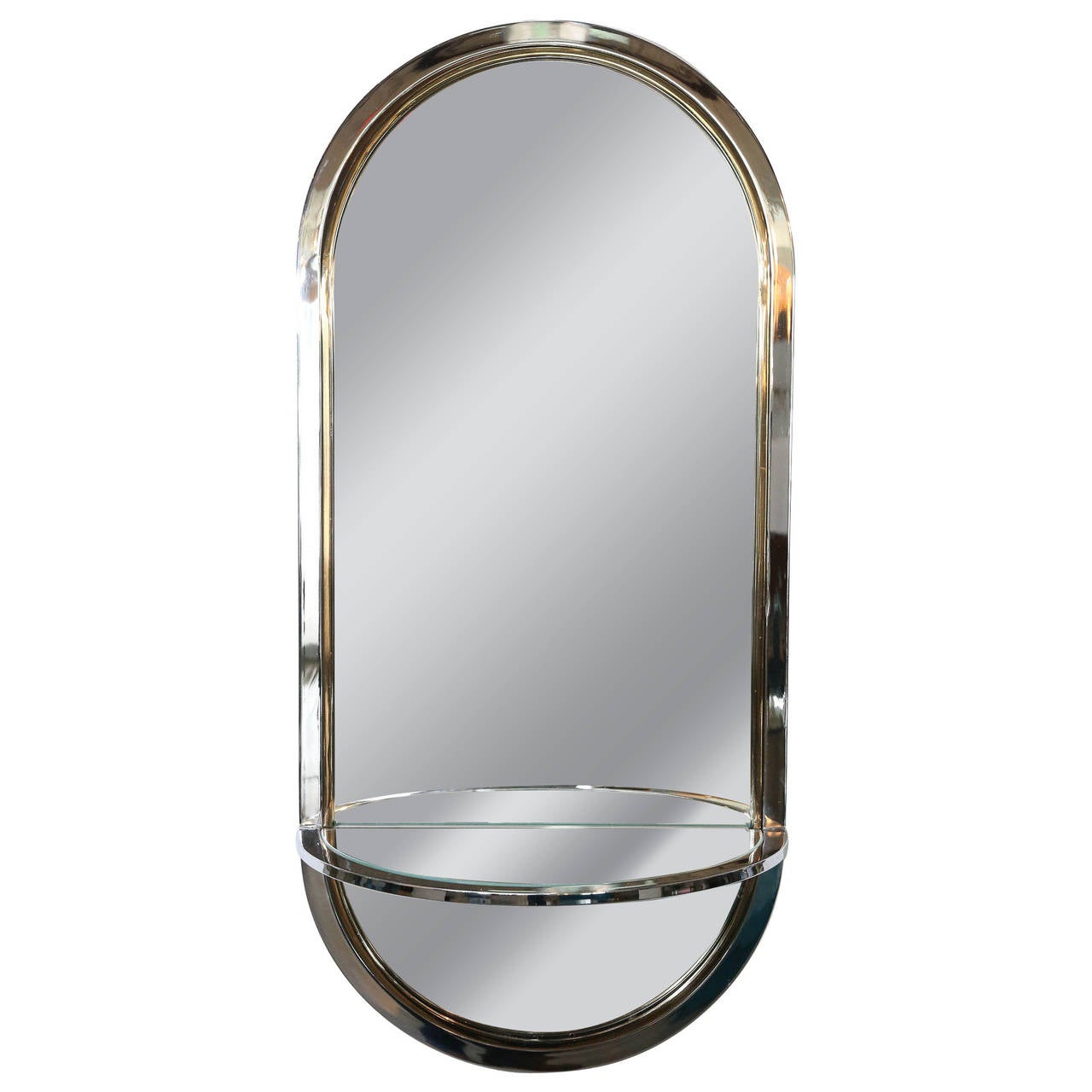 Mid-Century Modern Chrome and Brass Mirror with Console by DIA For Sale