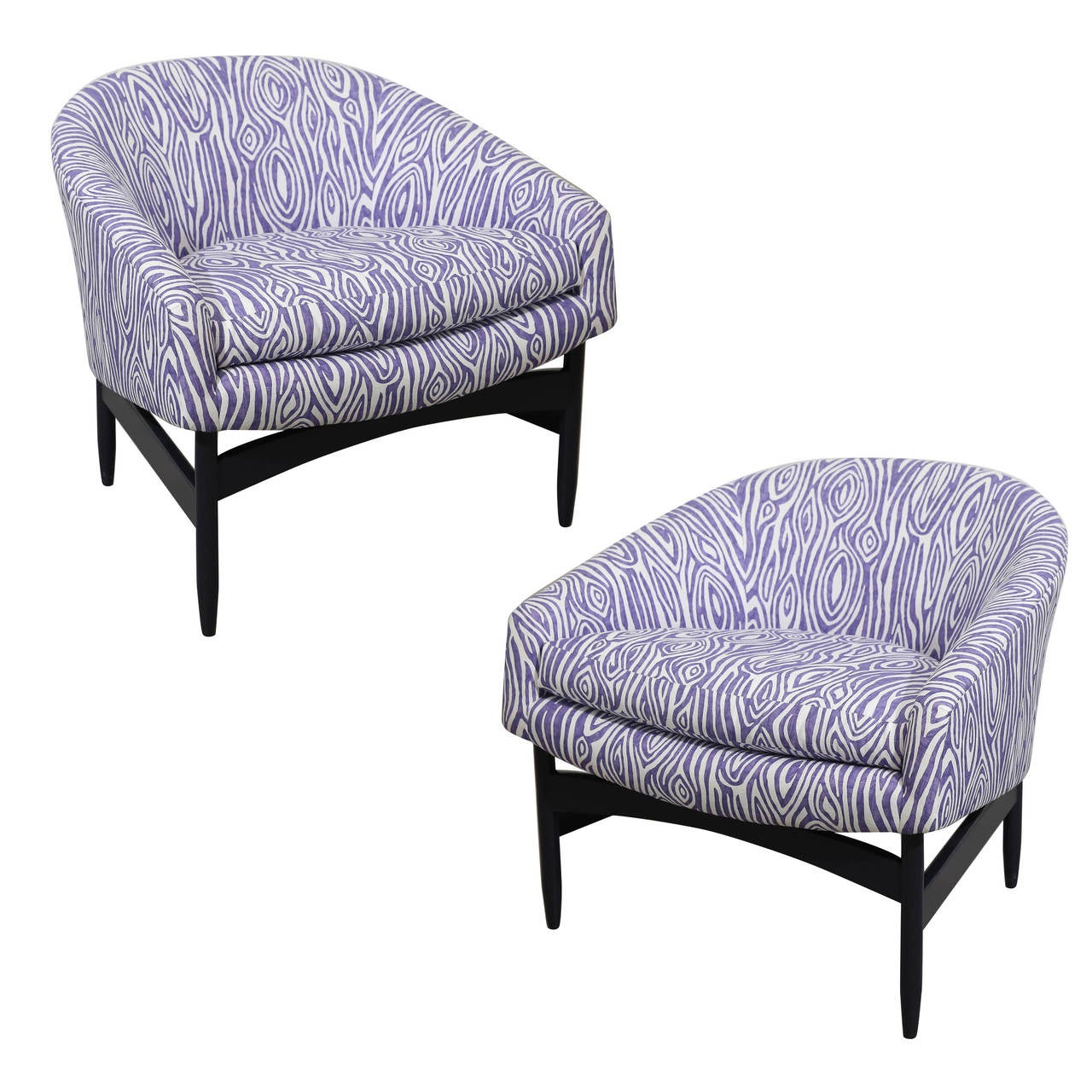 Mid Century Modern Pr Of Lawrence Peabody Upholstered Barrel Back Mid Century Modern Pr Of Lawrence Peabody Upholstered Barrel Back Lounge Chairs For