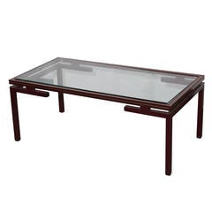 Pierre Vandel Lacquered Red with Gold Trim Coffee Table