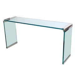 Pace Waterfall Double Chrome Bar and Glass Console Table