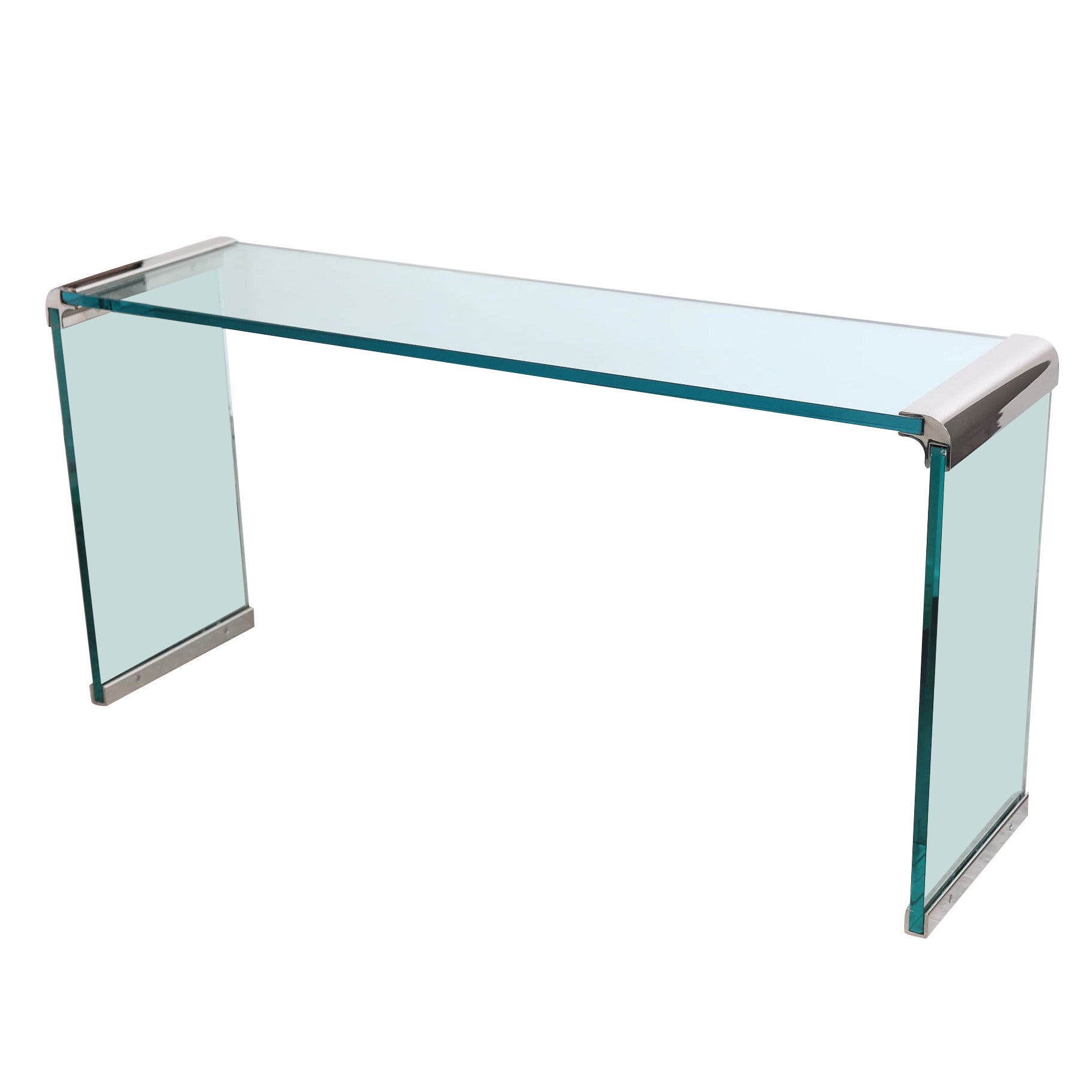 Pace Waterfall Double Chrome Bar and Glass Console Table
