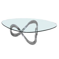 Modernist Sculptural Lucite Base and Glass-Top Coffee Table