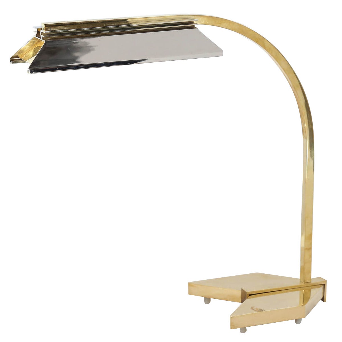 Mid-Century Modern Casella Brass and Chrome Statement Desk Lamp