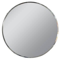 Mid Century Modern Beveled Edge Detail Circular Mirror