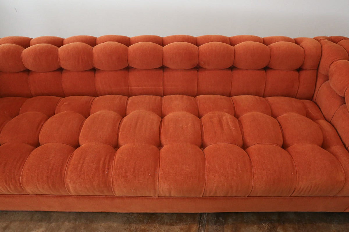 20th Century Mid Century Modern Edward Wormley for Dunbar #5407 Button Velvet Tufted Sofa