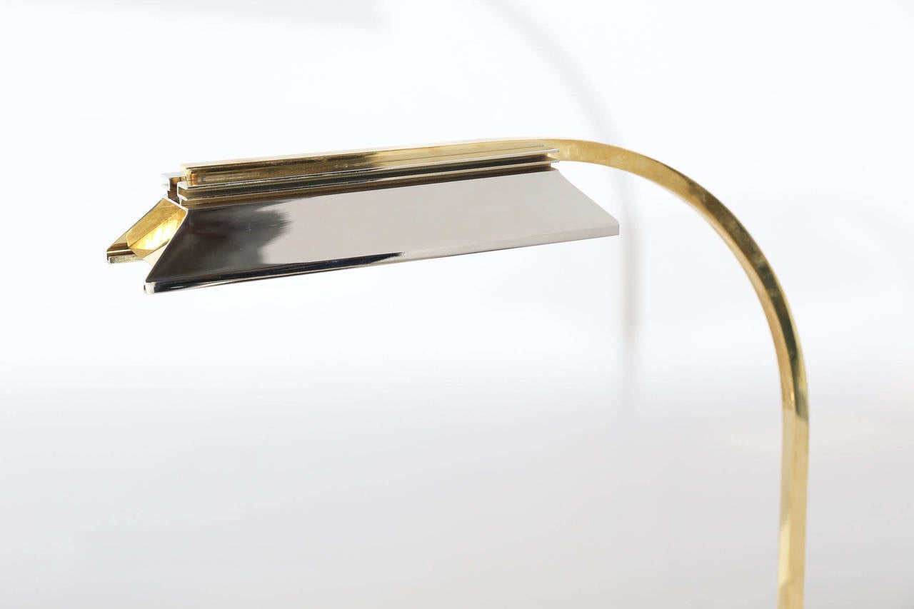 Mid-Century Modern Casella Brass and Chrome Statement Desk Lamp 1