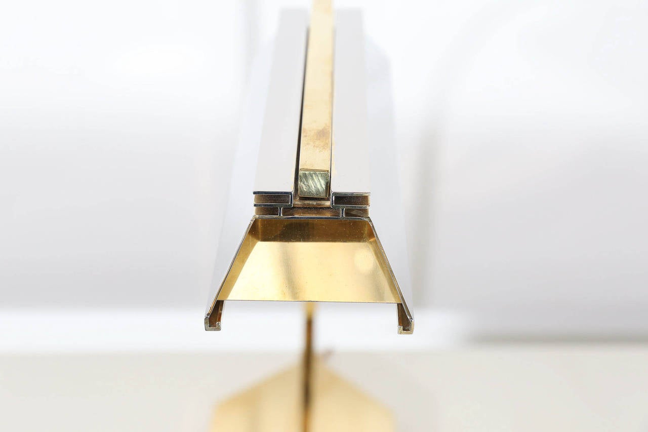 Mid-Century Modern Casella Brass and Chrome Statement Desk Lamp 2