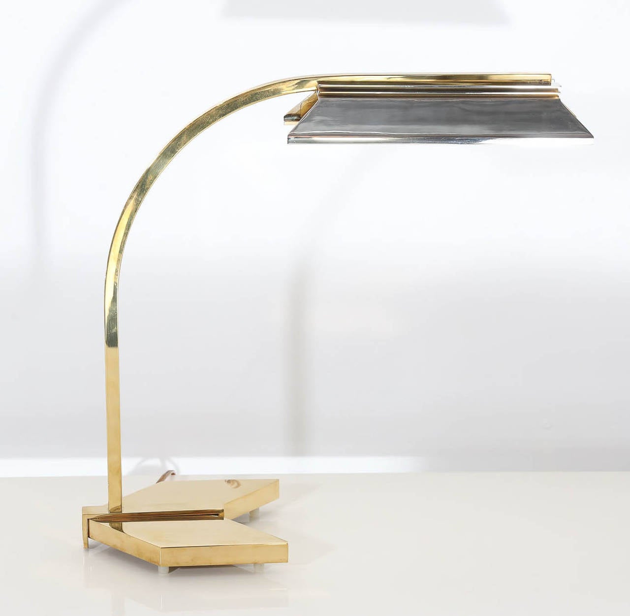 17th Century Mid-Century Modern Casella Brass and Chrome Statement Desk Lamp