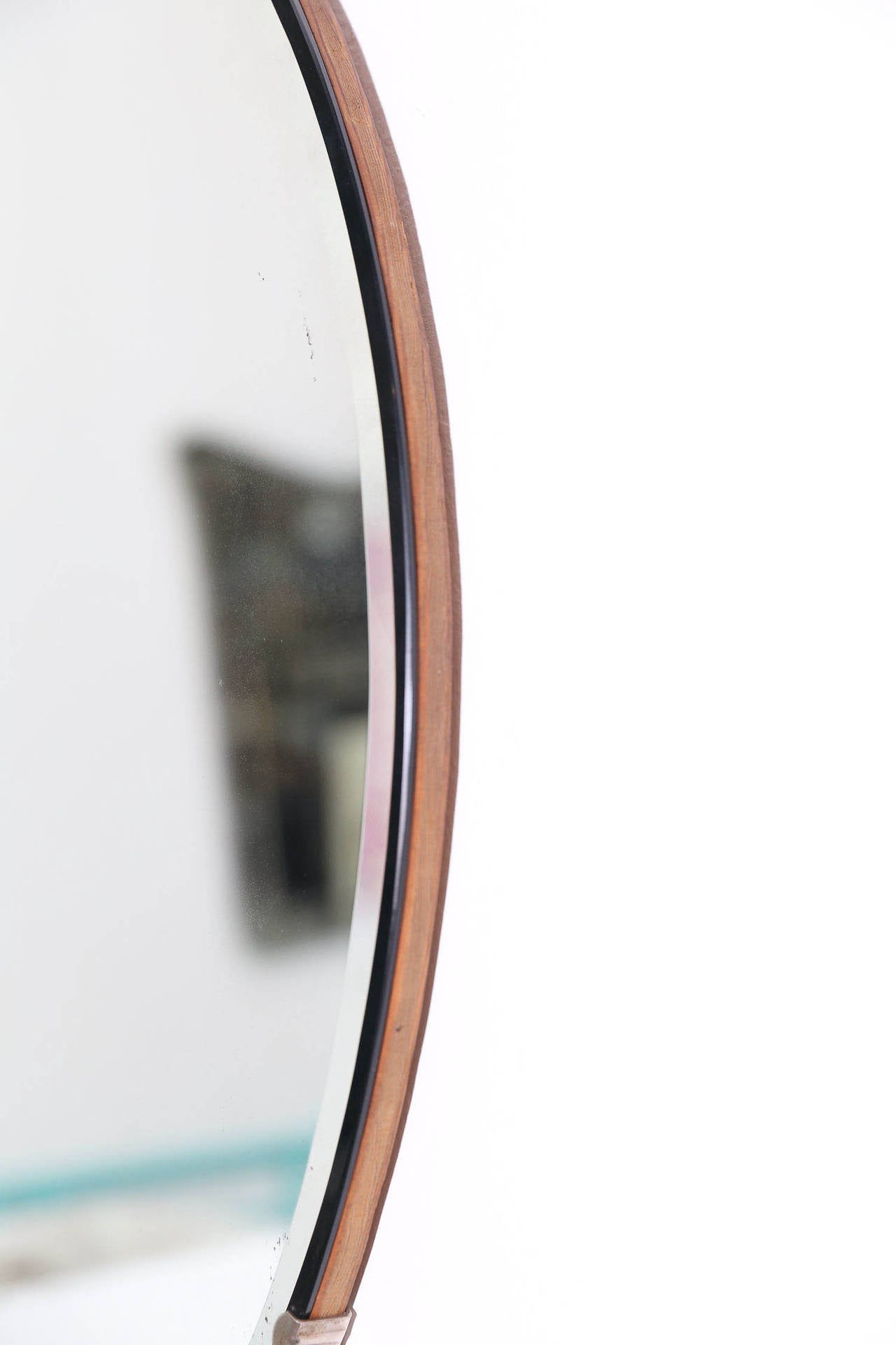 Mid-Century Modern Mid Century Modern Beveled Edge Detail Circular Mirror
