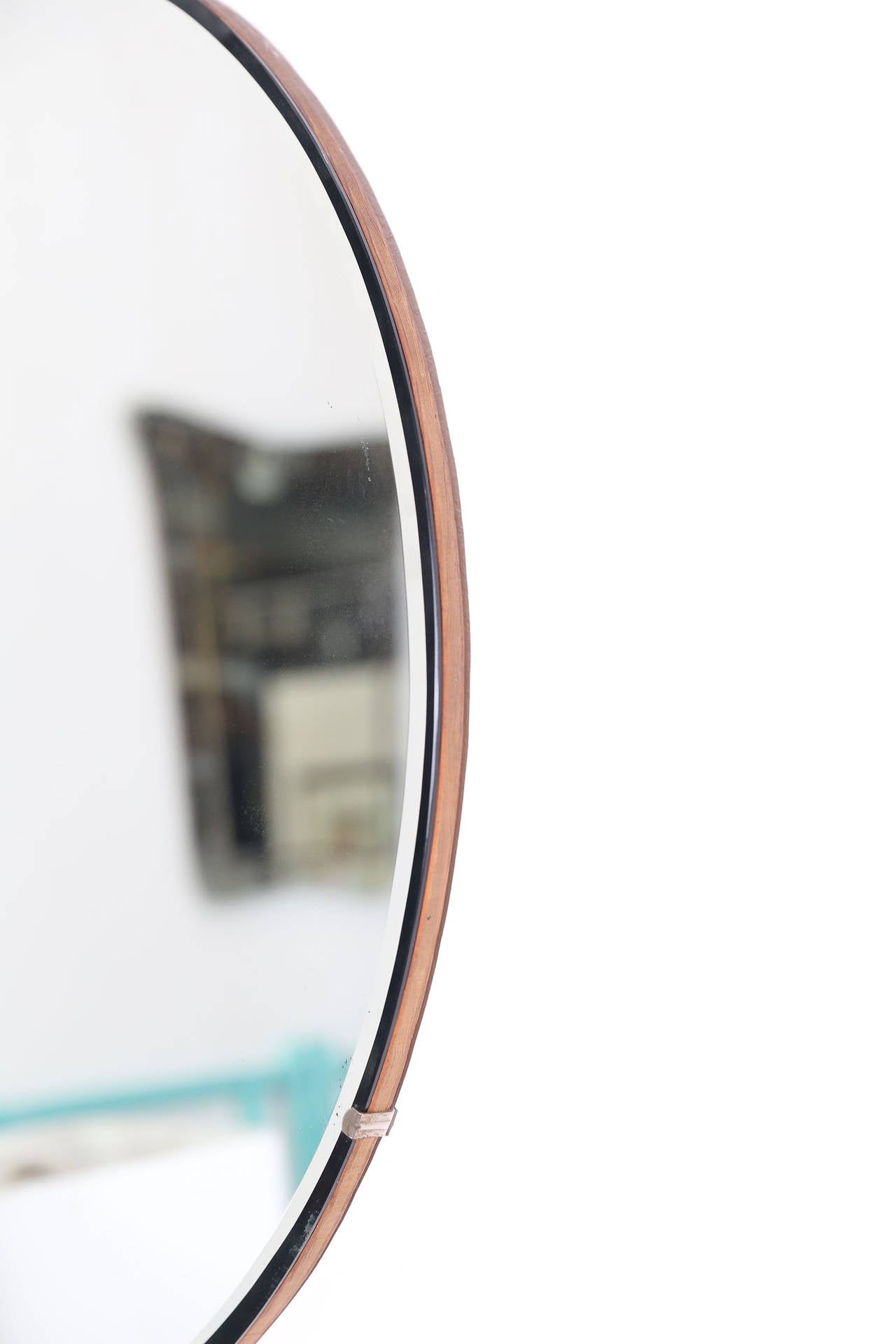 Mid Century Modern Beveled Edge Detail Circular Mirror 1