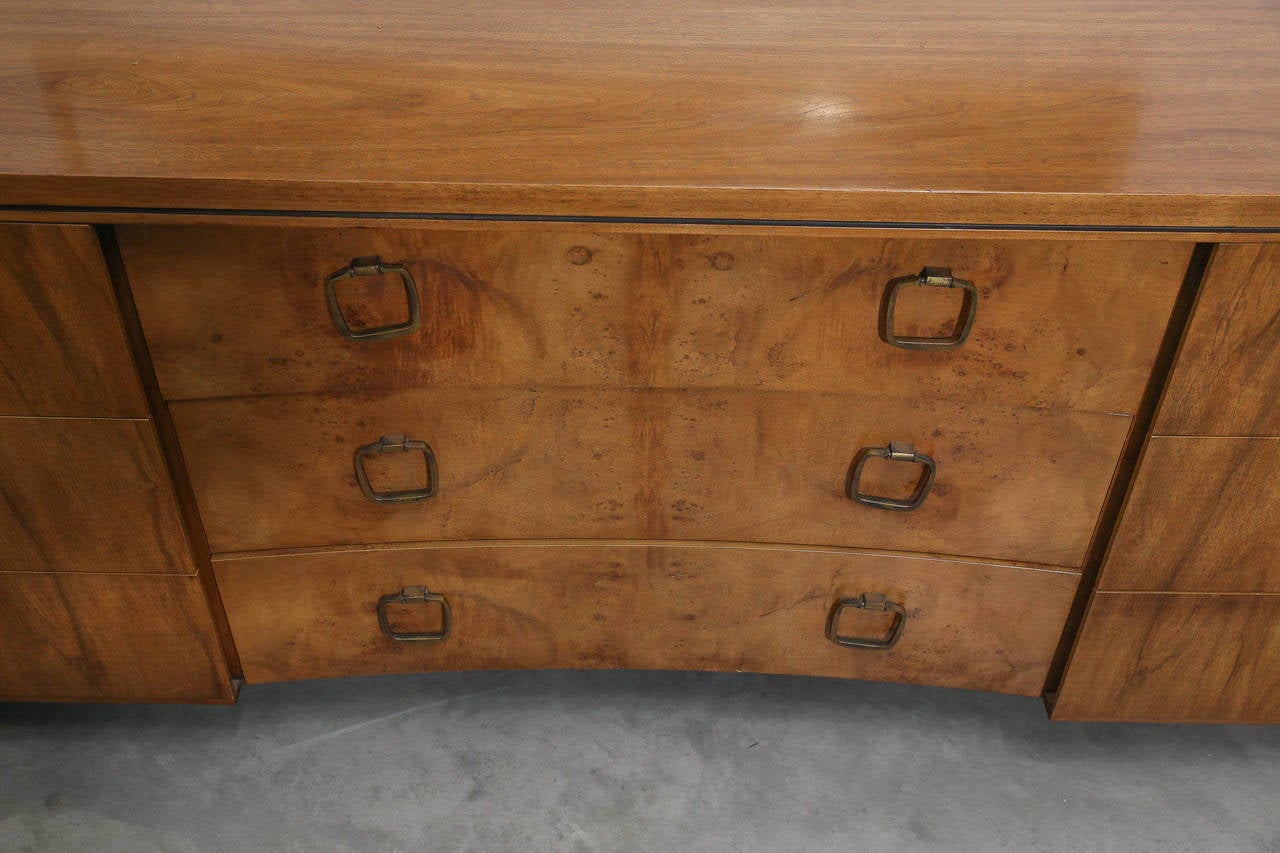 John Stuart for Widdicomb Walnut Dresser with Brass Pulls 4