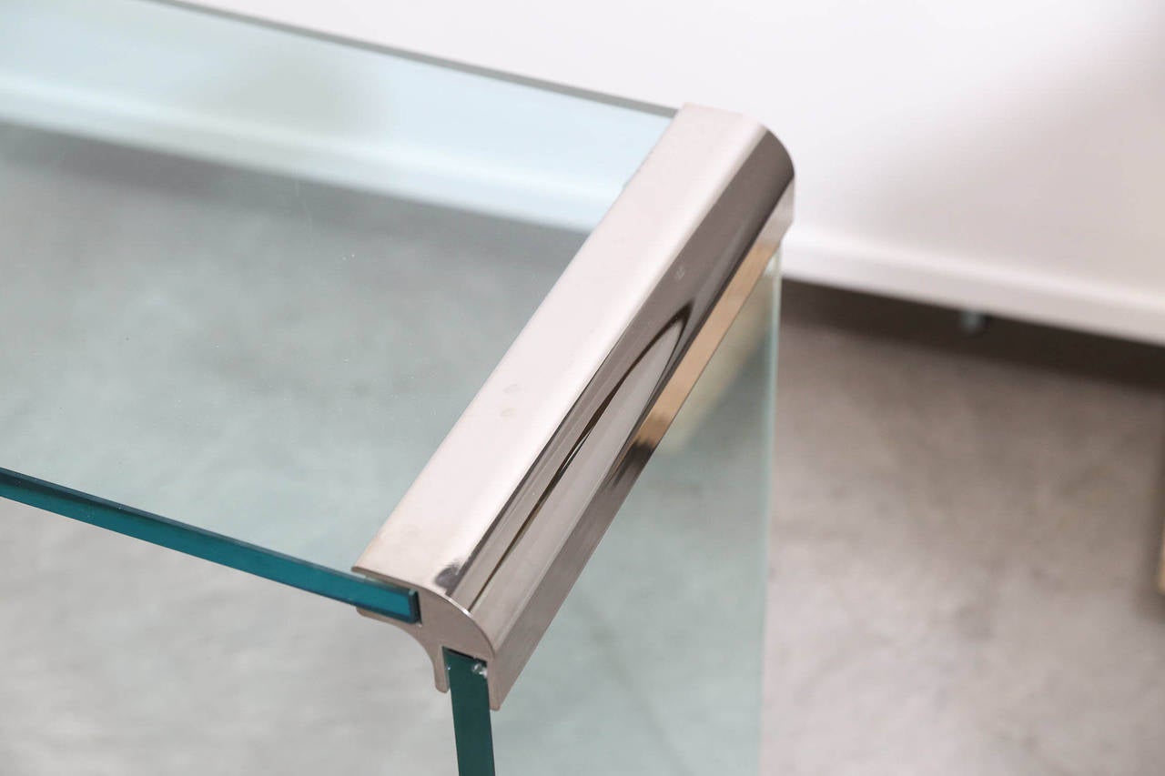 Pace Waterfall Double Chrome Bar and Glass Console Table 2