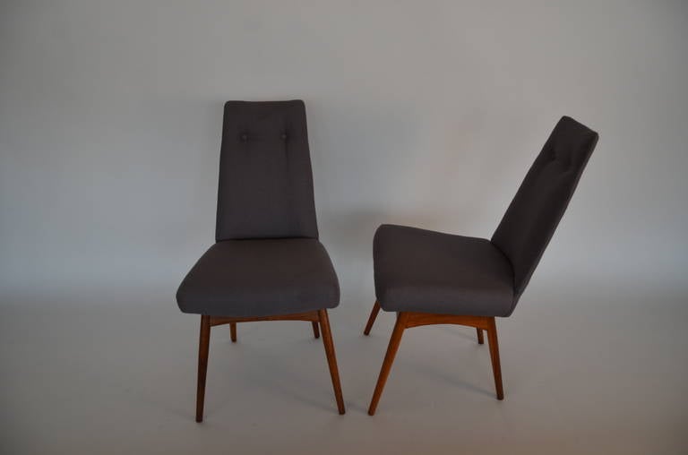 Mid Century Modern Adrian Pearsall S/6 Walnut & Linen Dining Chairs 2