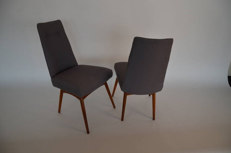 Mid-20th Century Mid Century Modern Adrian Pearsall S/6 Walnut & Linen Dining Chairs