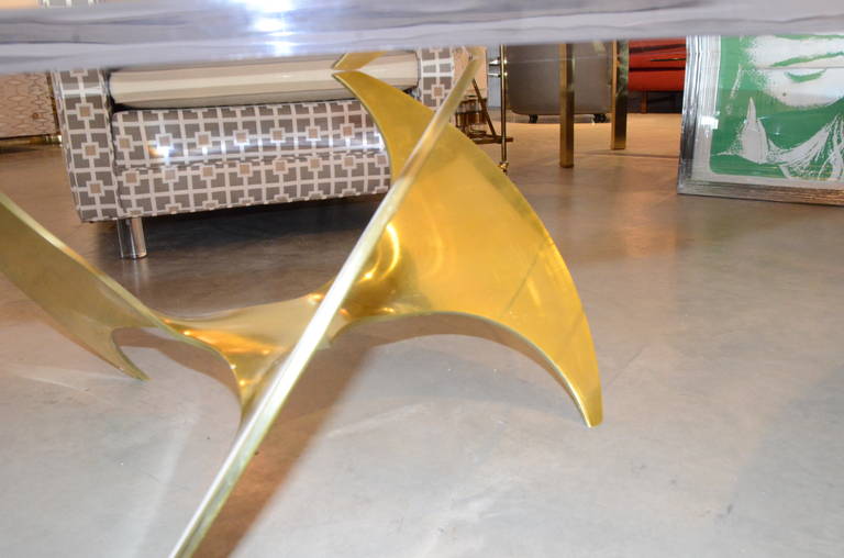 Mid-Century Modern Knut Hesterberg Brass Propeller Coffee Table with Lucite Top