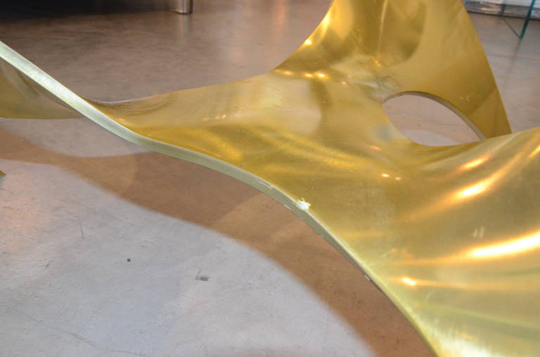 Knut Hesterberg Brass Propeller Coffee Table with Lucite Top at 1stDibs