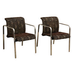 Pair of Peter Protzman for Herman Miller Armchairs with New Greek Key Velvet 1