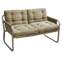 Mid Century Modern Zermatt Tubular Chrome Sling-Back Settee 12