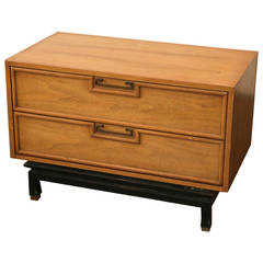 American of Martinsville Walnut with Brass Pull Asian Inspired Bedside Table 5