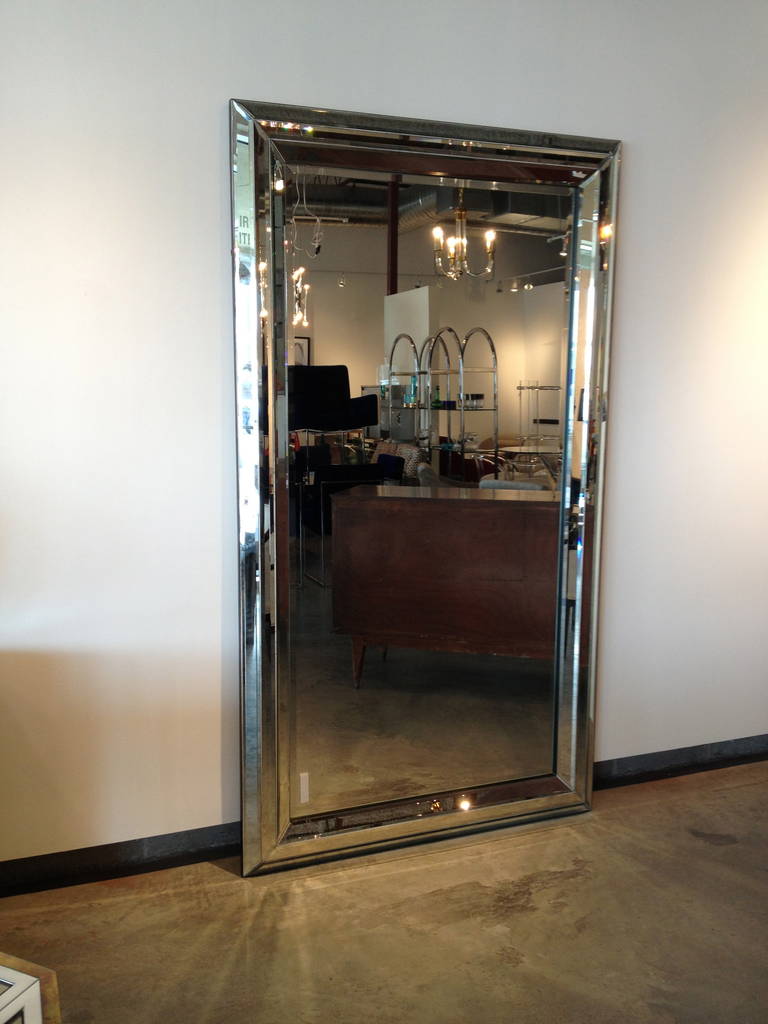 Other Monumental Modern Mirror with Linear Etched Accents