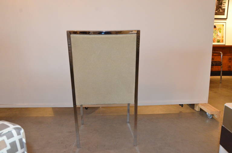 Set of Six Pierre Cardin Style Chrome Frame and Tan Felted Wool Dining Chairs In Good Condition For Sale In Houston, TX