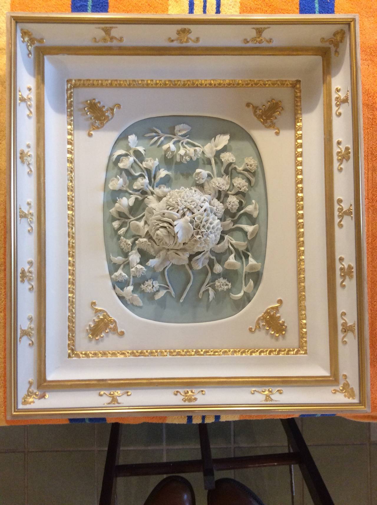 Pair of Biscuit Porcelain Floral Plaques