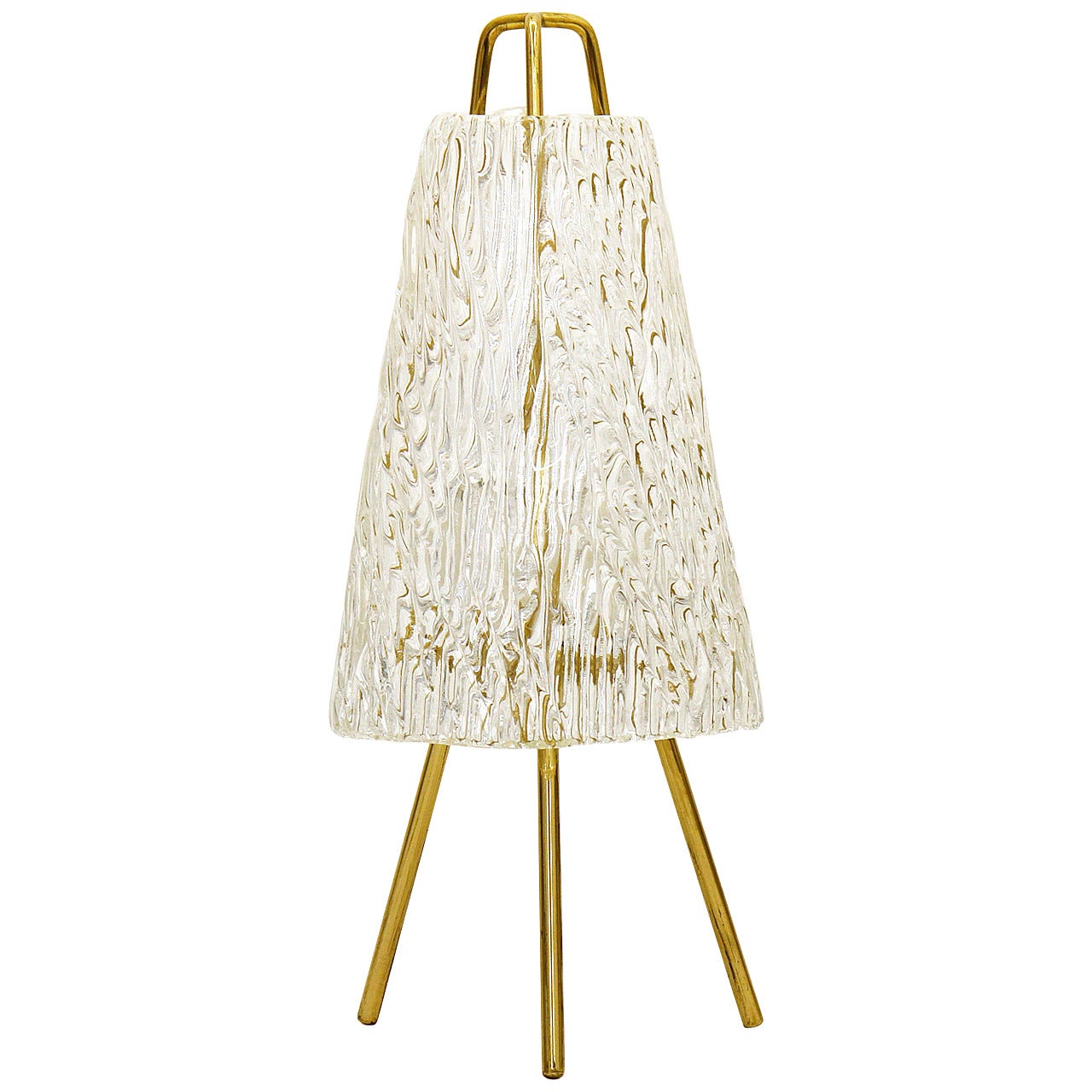 Modernist J.T. Kalmar Textured Glass and Brass Table Lamp at 1stDibs