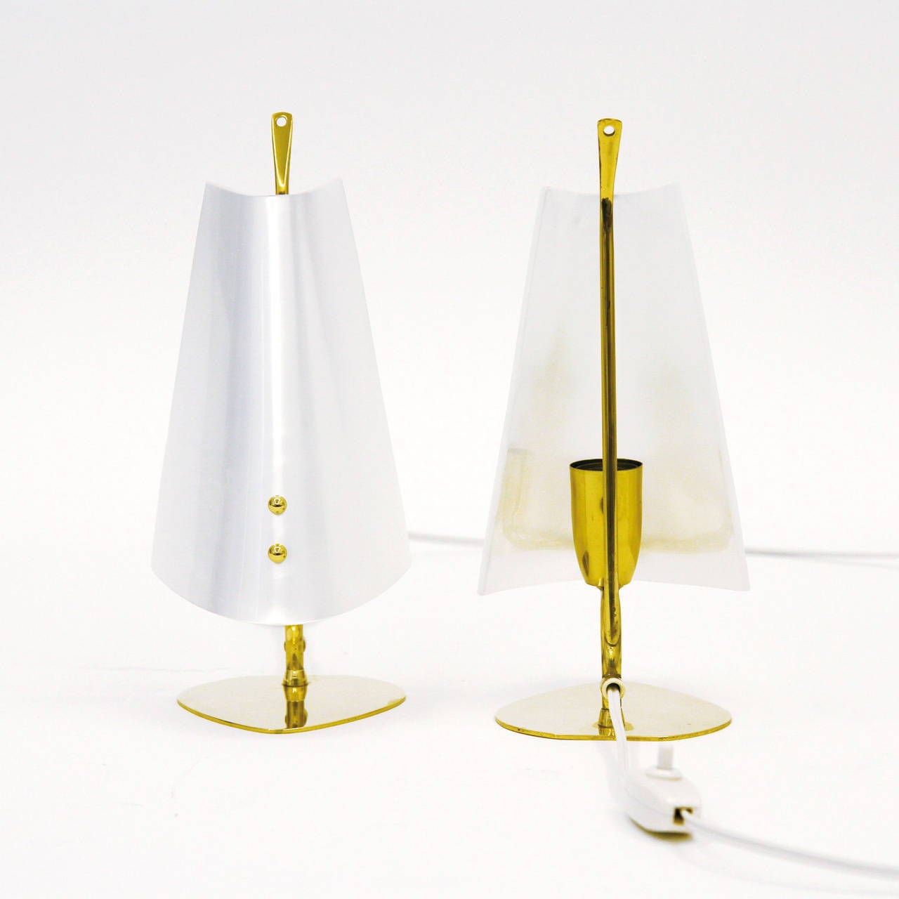 European Unique Pair of Brass and Perspex Table Lamps