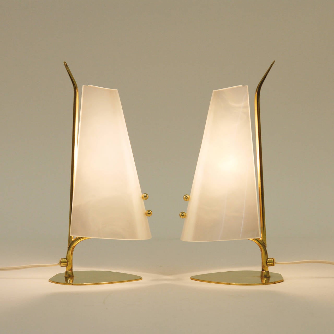 Unique Pair of Brass and Perspex Table Lamps 1