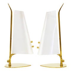 Unique Pair of Brass and Perspex Table Lamps