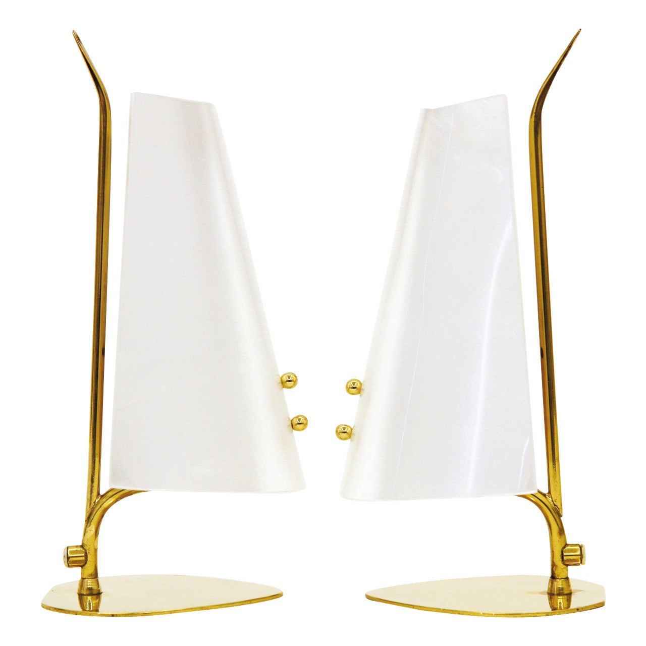 Unique Pair of Brass and Perspex Table Lamps