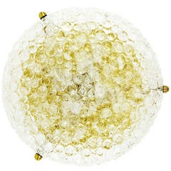 Large Textured Glass and Brass Flush Mount 10